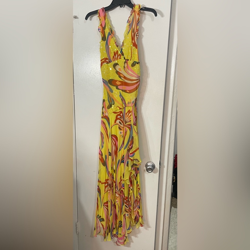 🌼💝 BCBGMaxAzria Yellow Multicolor Sequin Long Dress